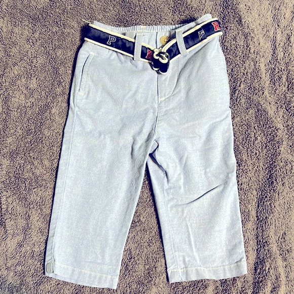 EUC- 9 month boy RALPH LAUREN POLO Pant light blue with polo belt - Picture 1 of 3